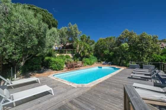Pool, deck and vegetation